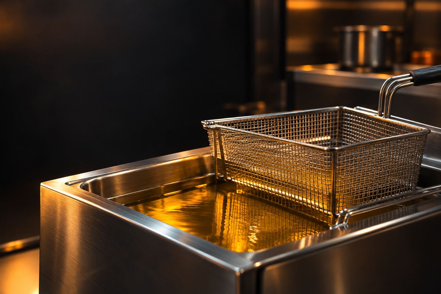 Freidora industrial de acero inoxidable con aceite